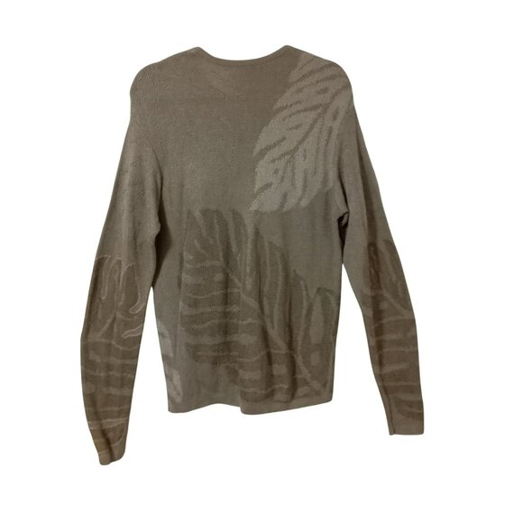 Tricots St Raphael Beige Leaf-Patterned Crewneck Sweater Large 100% Pima Cotton - Picture 5 of 7